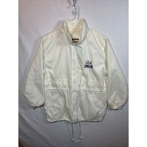 Currentseen USA San Francisco Windbreaker  M/M Cream White Zip Up Lightweight